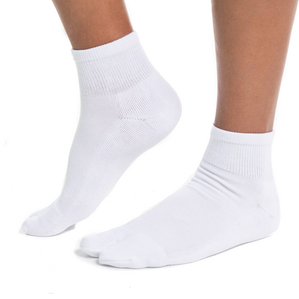 Mini-Crew - V-Toe Thicker Flip-Flop Tabi Socks Athletic or Casual White Cotton Blend Comfortable Stylish