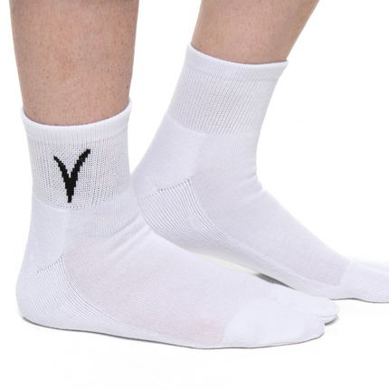 Mini-Crew - V-Toe Thicker Flip-Flop Tabi Socks Athletic or Casual White Cotton Blend Comfortable Stylish