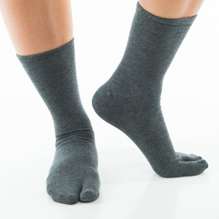 1 Pair - V-Toe Flip Flop Tabi Socks - Grey Solid Casual