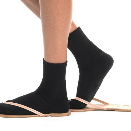 V-Toe Flip-Flop Socks Brand 3 Pairs Thicker Mini Crew - Black, White, Grey Solids