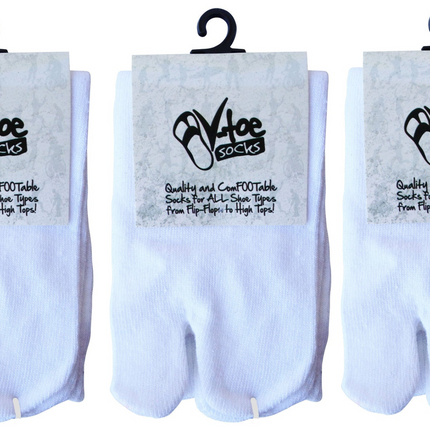 3 Pairs - V-Toe Flip Flop Tabi Socks White Solid