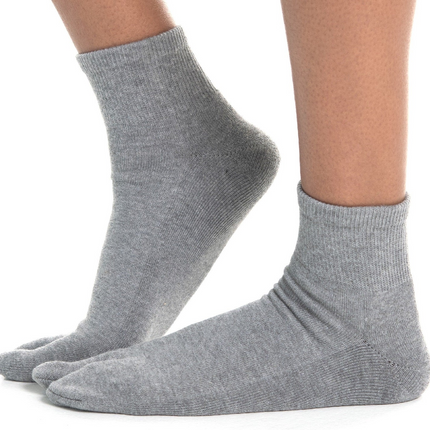 Mini-Crew - V-Toe Thicker Flip-Flop Tabi Socks Athletic or Casual Grey Cotton Blend Comfortable Stylish