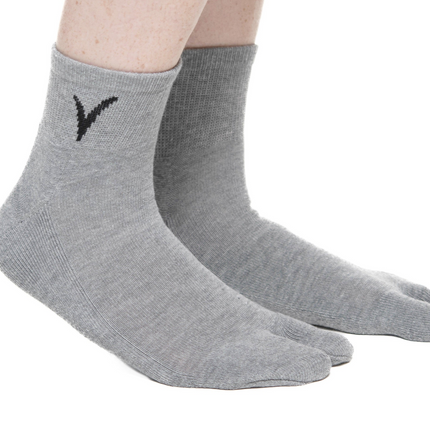 Mini-Crew - V-Toe Thicker Flip-Flop Tabi Socks Athletic or Casual Grey Cotton Blend Comfortable Stylish