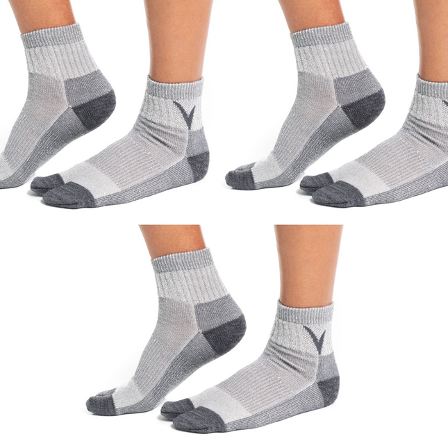 3 Pairs Wool Light Grey  For Hiking Or Casual Flip-Flop VToe Tabi Socks