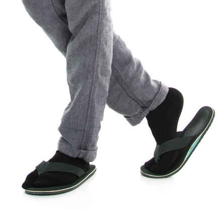 Mini-Crew - V-Toe Thicker Flip-Flop Tabi Socks Athletic or Casual Black Cotton Blend Comfortable Stylish