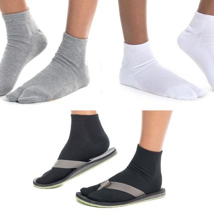 3 Pairs V-Toe Flip-Flop Thicker Split Toe Ankle Durable Cushioned Breathable Tabi Socks