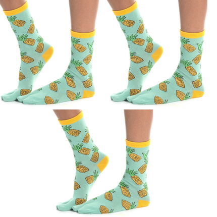 3 Pairs - V-Toe Flip Flop Tabi Socks Combo Discount - Pineapple