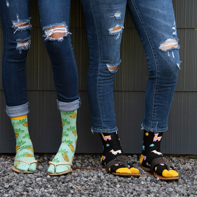 3 Pairs - V-Toe Flip Flop Tabi Socks Combo Discount - Pineapple