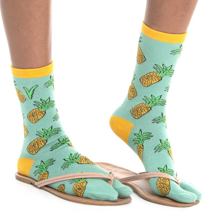 3 Pairs - V-Toe Flip Flop Tabi Socks Combo Discount - Pineapple