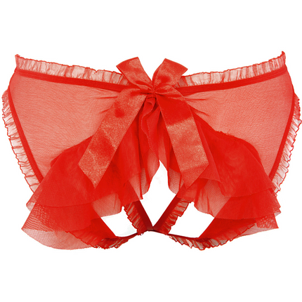 Flirty Ruche Sheer Peek-A-Boo Panty Axami Sweet Angel Red