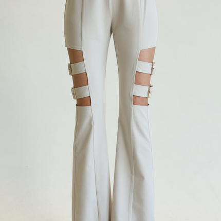 Lola- High Waisted Belted Bell Bottom Pants