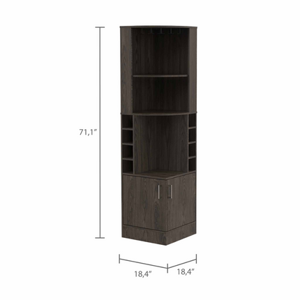 Egina Corner Bar Cabinet, Two External Shelves