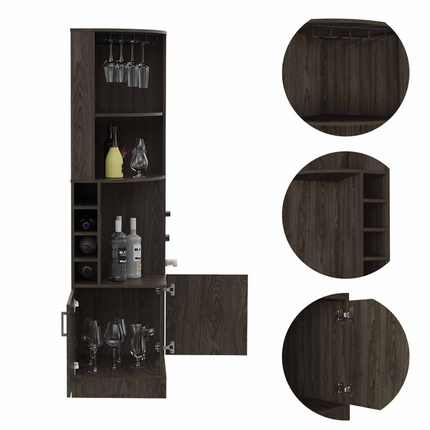 Egina Corner Bar Cabinet, Two External Shelves