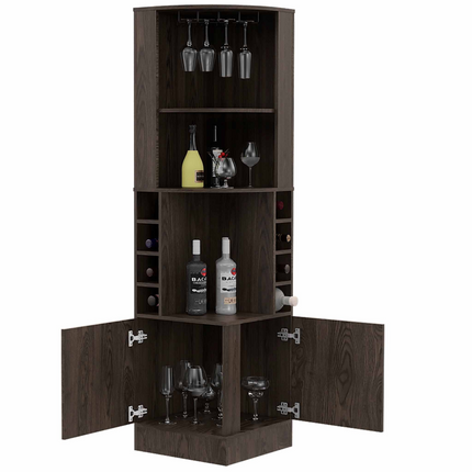 Egina Corner Bar Cabinet, Two External Shelves