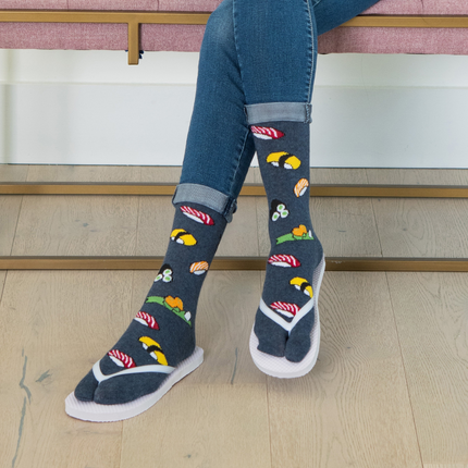 1 Pair - V-Toe Flip Flop Tabi Socks - Sushi Socks