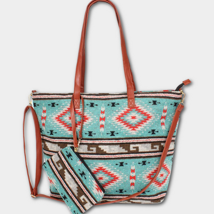 Striped Aztec Weekender Tote