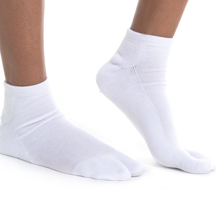 Thicker V-Toe Athletic or Casual White Flip-Flop Tabi Socks Cotton Blend Comfortable Stylish - Ankle Socks