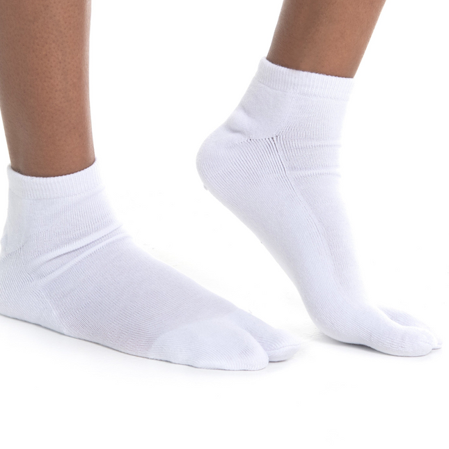 Thicker V-Toe Athletic or Casual White Flip-Flop Tabi Socks Cotton Blend Comfortable Stylish - Ankle Socks