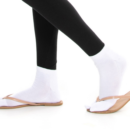 Thicker V-Toe Athletic or Casual White Flip-Flop Tabi Socks Cotton Blend Comfortable Stylish - Ankle Socks
