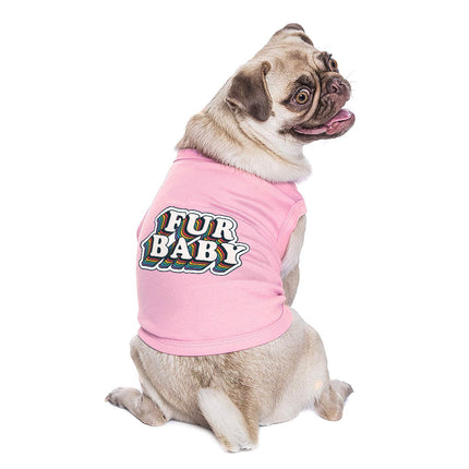 Fur Baby Dog Sleeveless Shirt - Colorful Dog Shirt - Word Art Dog Clothing
