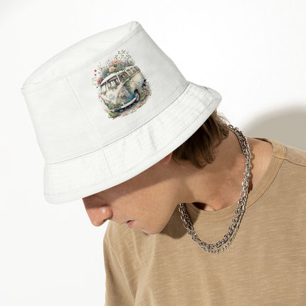 Bus Bucket Hat - Floral Design Hat - Graphic Bucket Hat