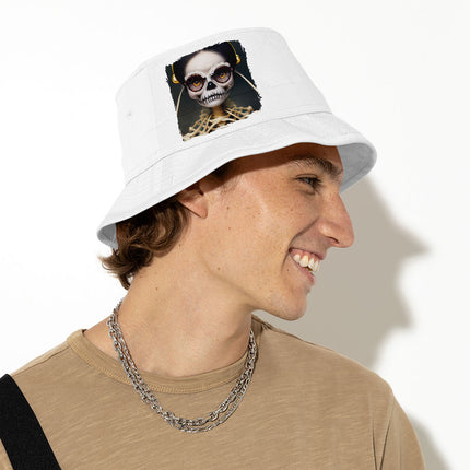 Skeleton Print Bucket Hat - Halloween Themed Hat - Creepy Girl Bucket Hat