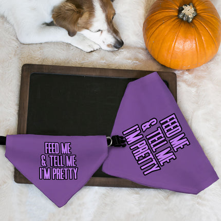 Feed Me Pet Bandana Collar - Word Design Scarf Collar - Dog Theme Dog Bandana