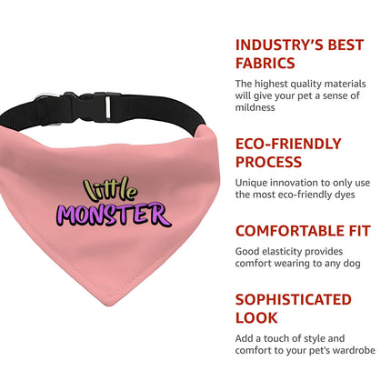 Little Monster Pet Bandana Collar - Unique Scarf Collar - Word Print Dog Bandana