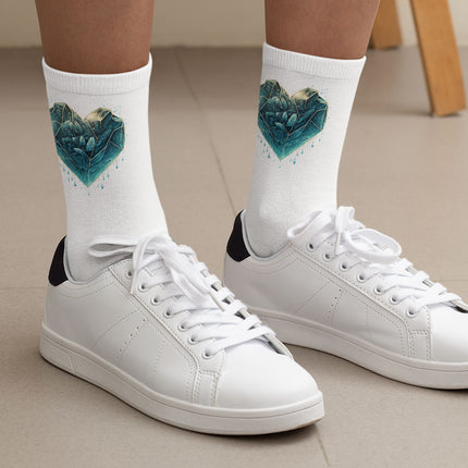 Heart Design Socks - Ice Novelty Socks - Heart Crew Socks