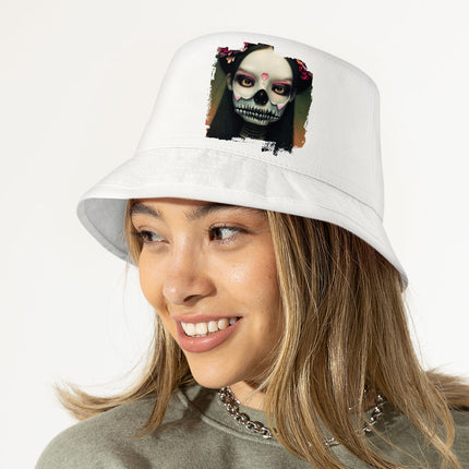 Skeleton Girl Bucket Hat - Gothic Hat - Artwork Bucket Hat