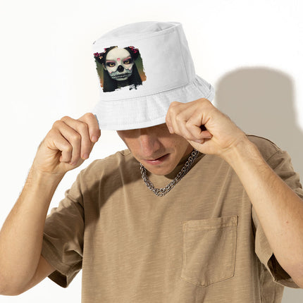 Skeleton Girl Bucket Hat - Gothic Hat - Artwork Bucket Hat