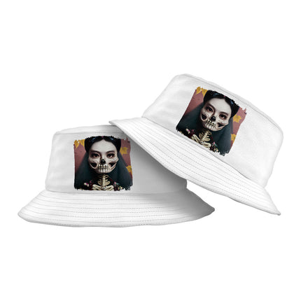 Cool Skeleton Bucket Hat - Floral Hat - Halloween Print Bucket Hat