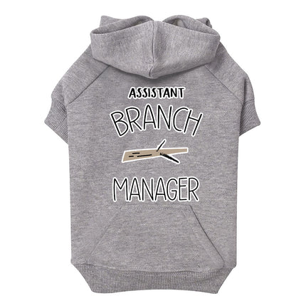 Assistant Branch Manager Dog Hoodie with Pocket - Minimalist Dog Coat - Print Dog Clothing