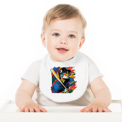 Baseball Art Baby Bibs - Colorful Baby Feeding Bibs - Trendy Bibs for Eating