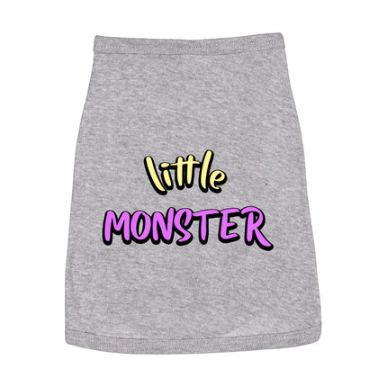 Little Monster Dog Sleeveless Shirt - Unique Dog Shirt - Word Print Dog Clothing