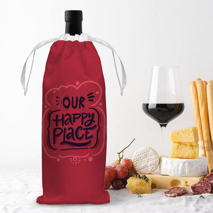 Our Happy Place Wine Tote Bag - Themed Wine Tote Bag - Cool Design Wine Tote Bag