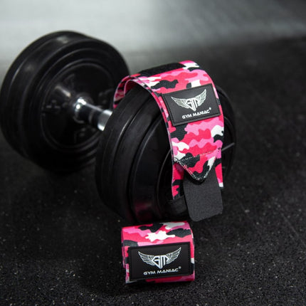 Gym Maniac Pink Camo GM Weightlifting Wrist Wraps