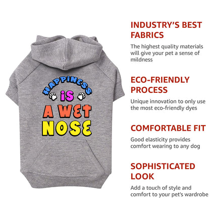 Happiness Is a Wet Nose Dog Hoodie with Pocket - Colorful Dog Coat - Quote Dog Clothing