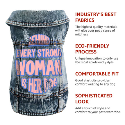 Behind Every Woman Is Her Dog Dog Denim Vest - Cute Dog Denim Jacket - Unique Dog Clothing