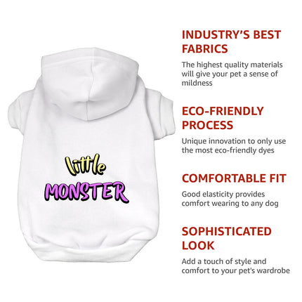 Little Monster Dog Hoodie - Unique Dog Coat - Word Print Dog Clothing
