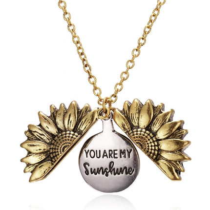 You Are My Sunshine Sunflower Pendant Necklace