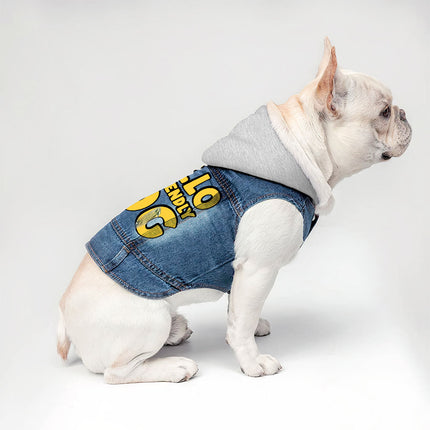 I'm Friendly Dog Dog Denim Jacket - Themed Dog Denim Coat - Cute Dog Clothing