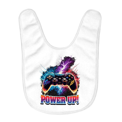 Power Up Baby Bibs - Gamer Baby Feeding Bibs - Gamepad Bibs for Eating
