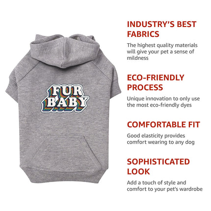 Fur Baby Dog Hoodie with Pocket - Colorful Dog Coat - Word Art Dog Clothing