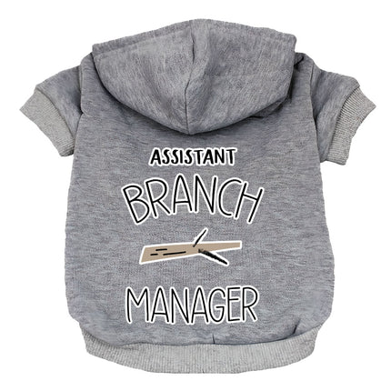 Assistant Branch Manager Dog Hoodie - Minimalist Dog Coat - Print Dog Clothing