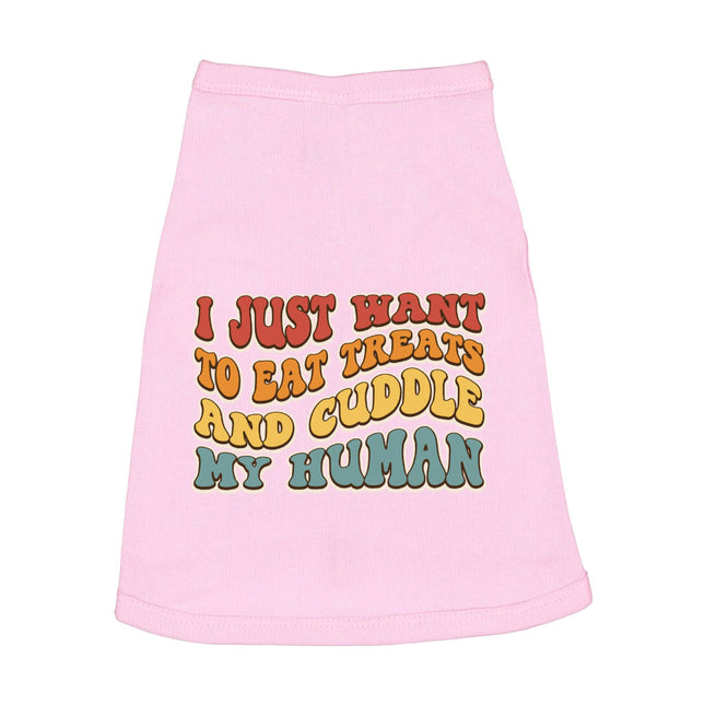 Cuddle My Human Dog Sleeveless Shirt - Unique Dog Shirt - Print Dog Clothing