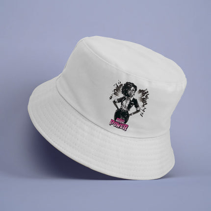 Cute Cartoon Girl Drawing Bucket Hat - Colorful Hat - Graphic Bucket Hat