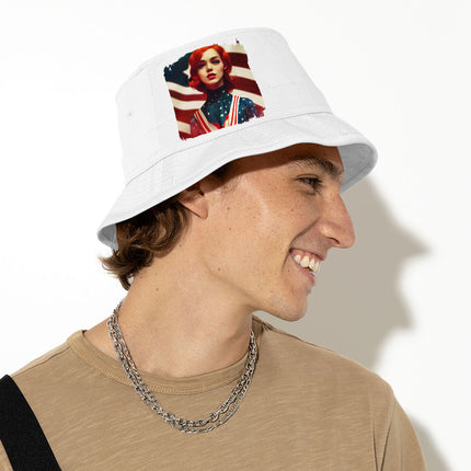 USA Flag Bucket Hat - American Flag Hat - Print Bucket Hat