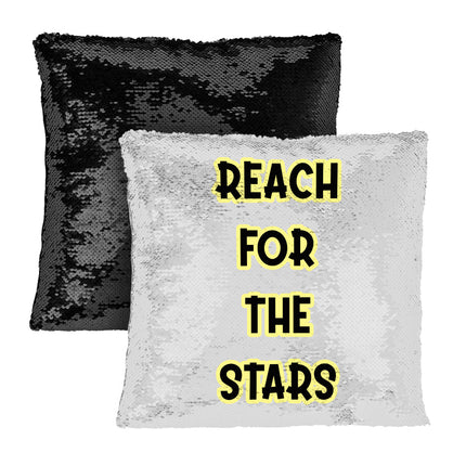 Reach for the Stars Sequin Pillow Case - Motivational Quote Pillow Case - Cool Pillowcase
