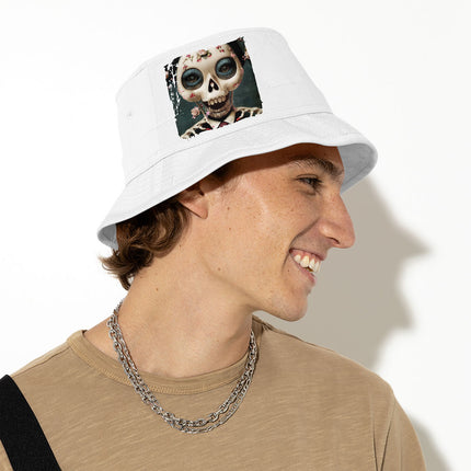 Vintage Skeleton Print Bucket Hat - Cool Hat - 3D Skull Bucket Hat